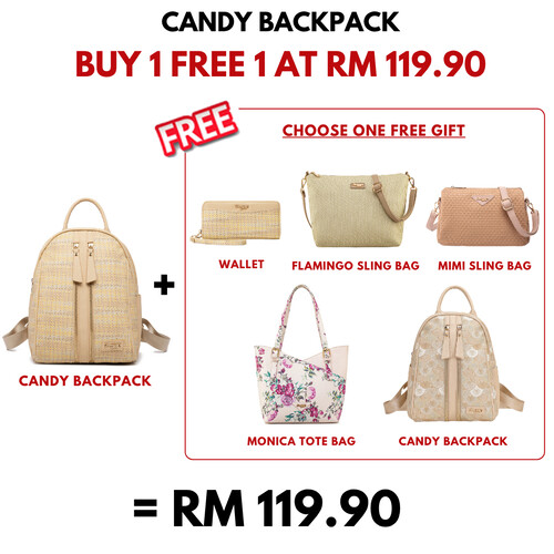 CANDY BACKPACK - RATTAN BW, BEIGE